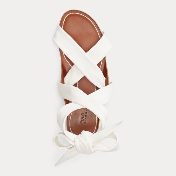 Polo Ralph Lauren® Leather Tie Sandal - White - 7.5 - Picture 5 of 6